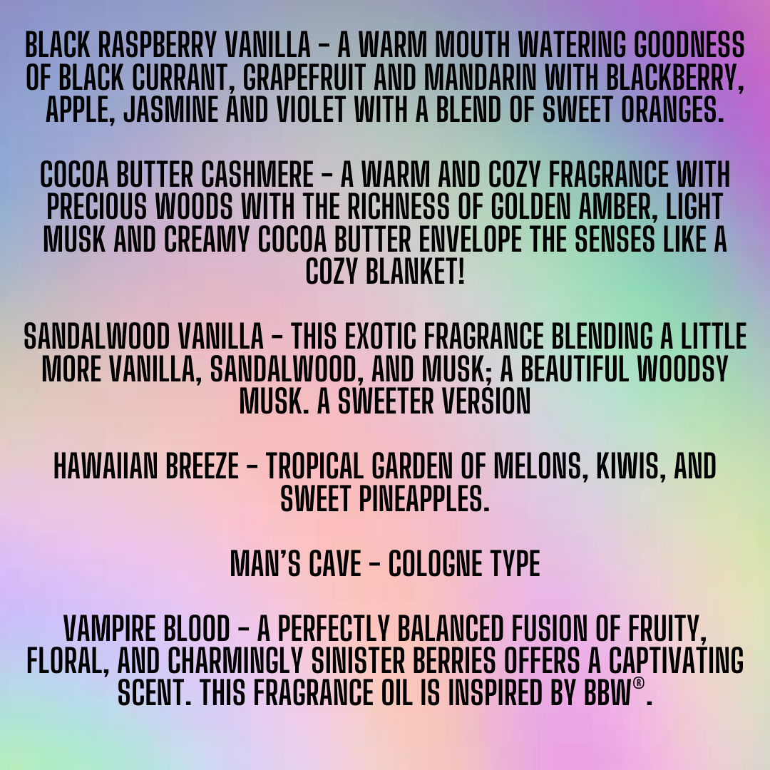 Wax Scent Descriptions